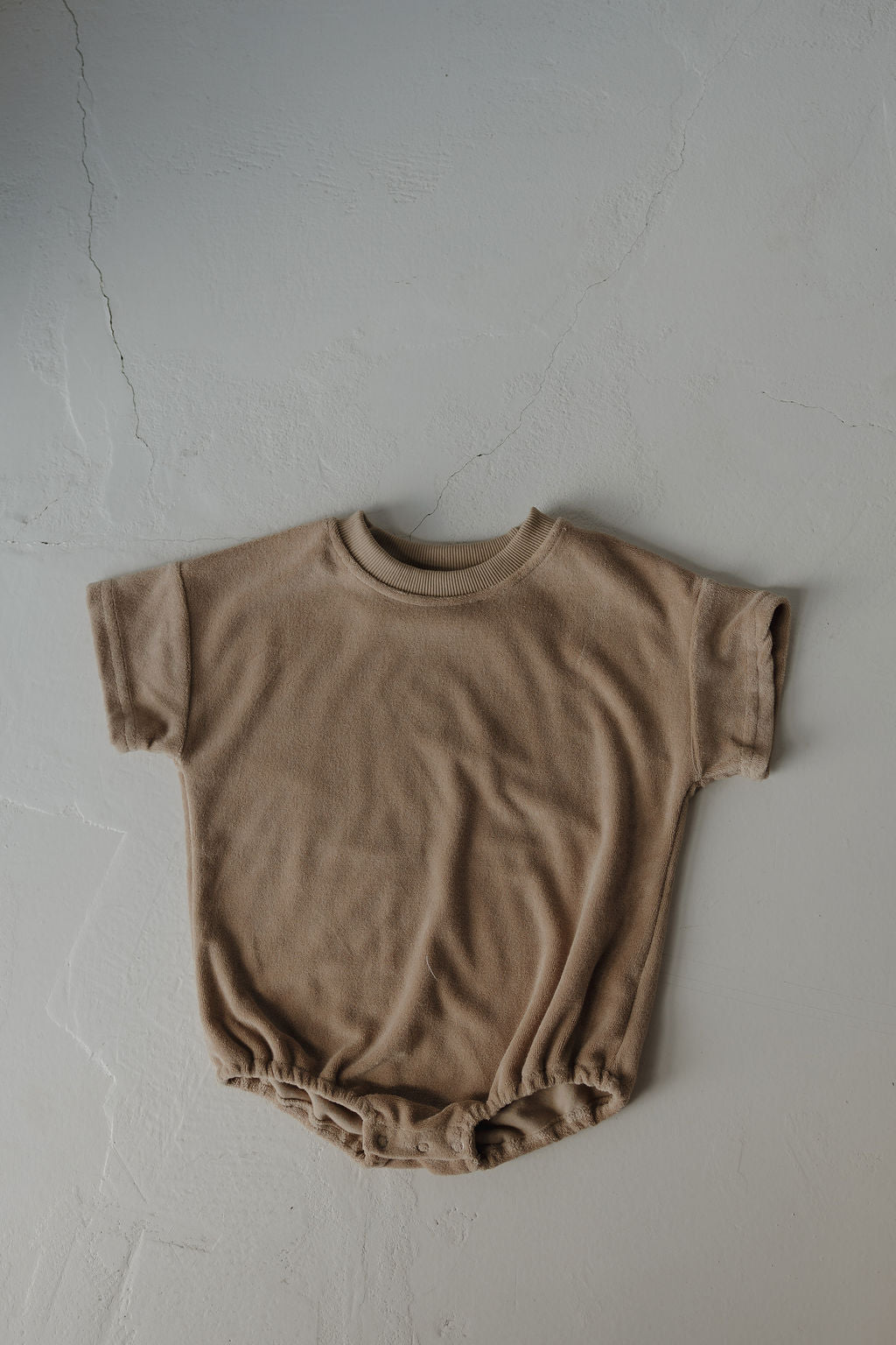 Terry T-Shirt Romper | Tan