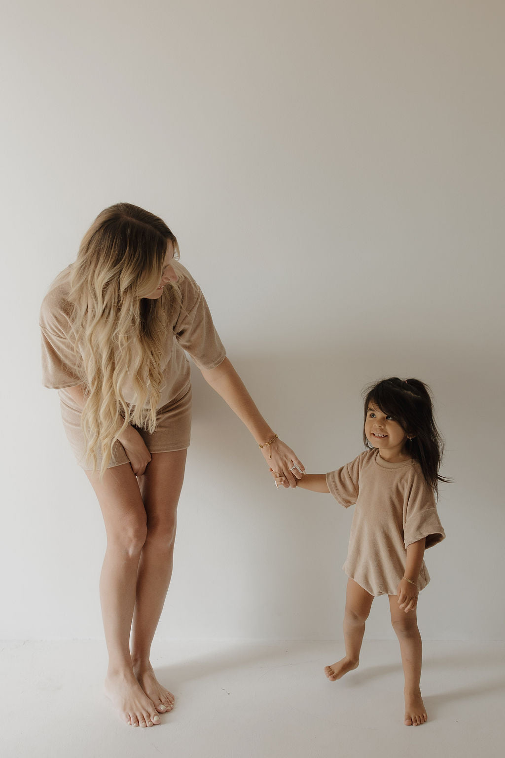 Terry T-Shirt Romper | Tan