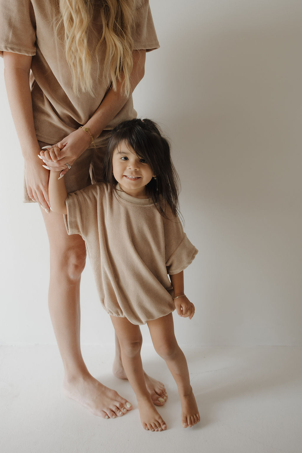 Terry T-Shirt Romper | Tan