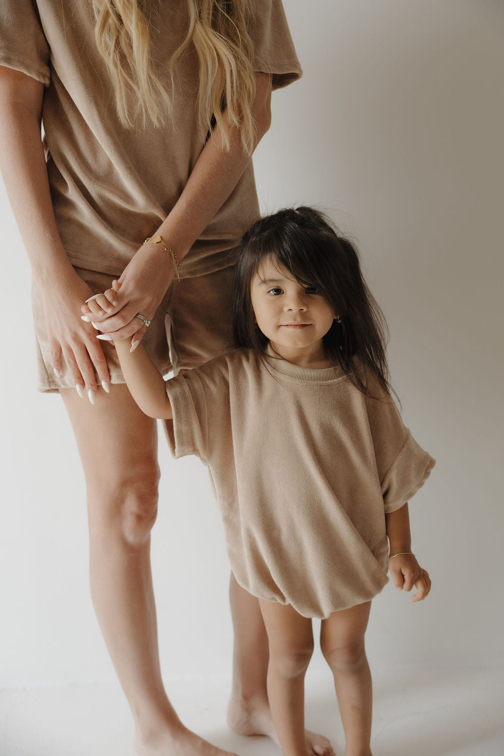 Terry T-Shirt Romper | Tan