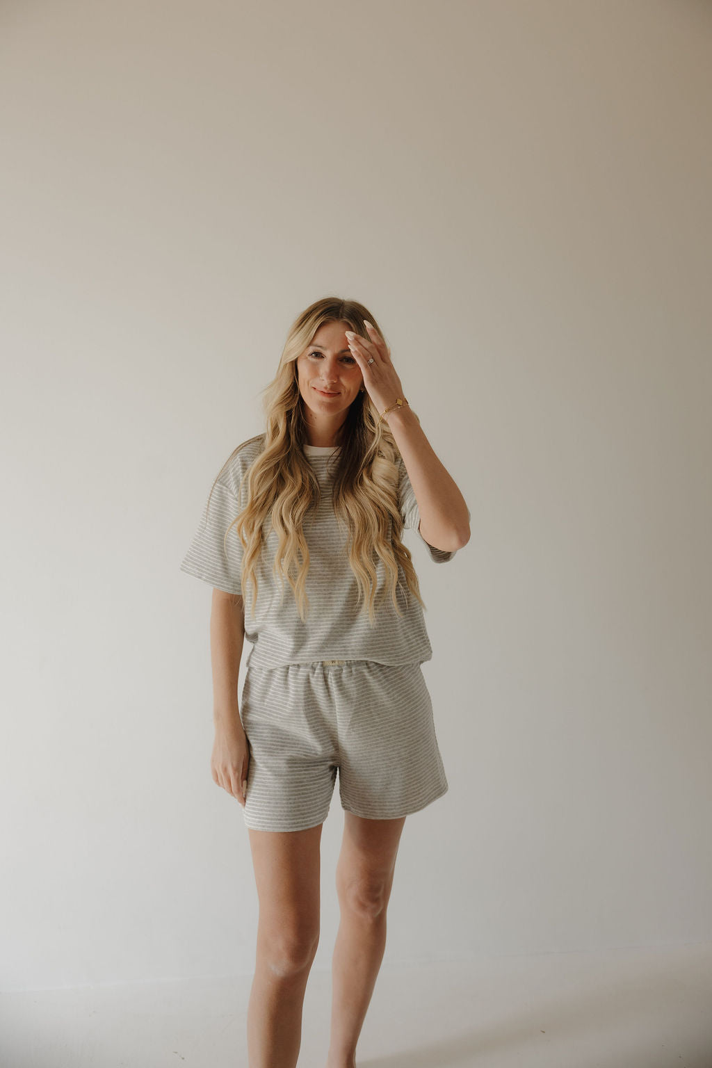 Women's Terry Short Set | Grey Stripe
