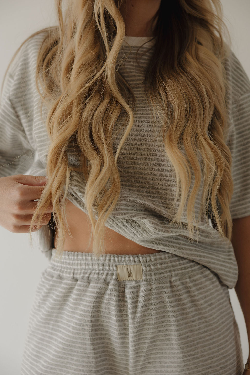 Women's Terry Short Set | Grey Stripe