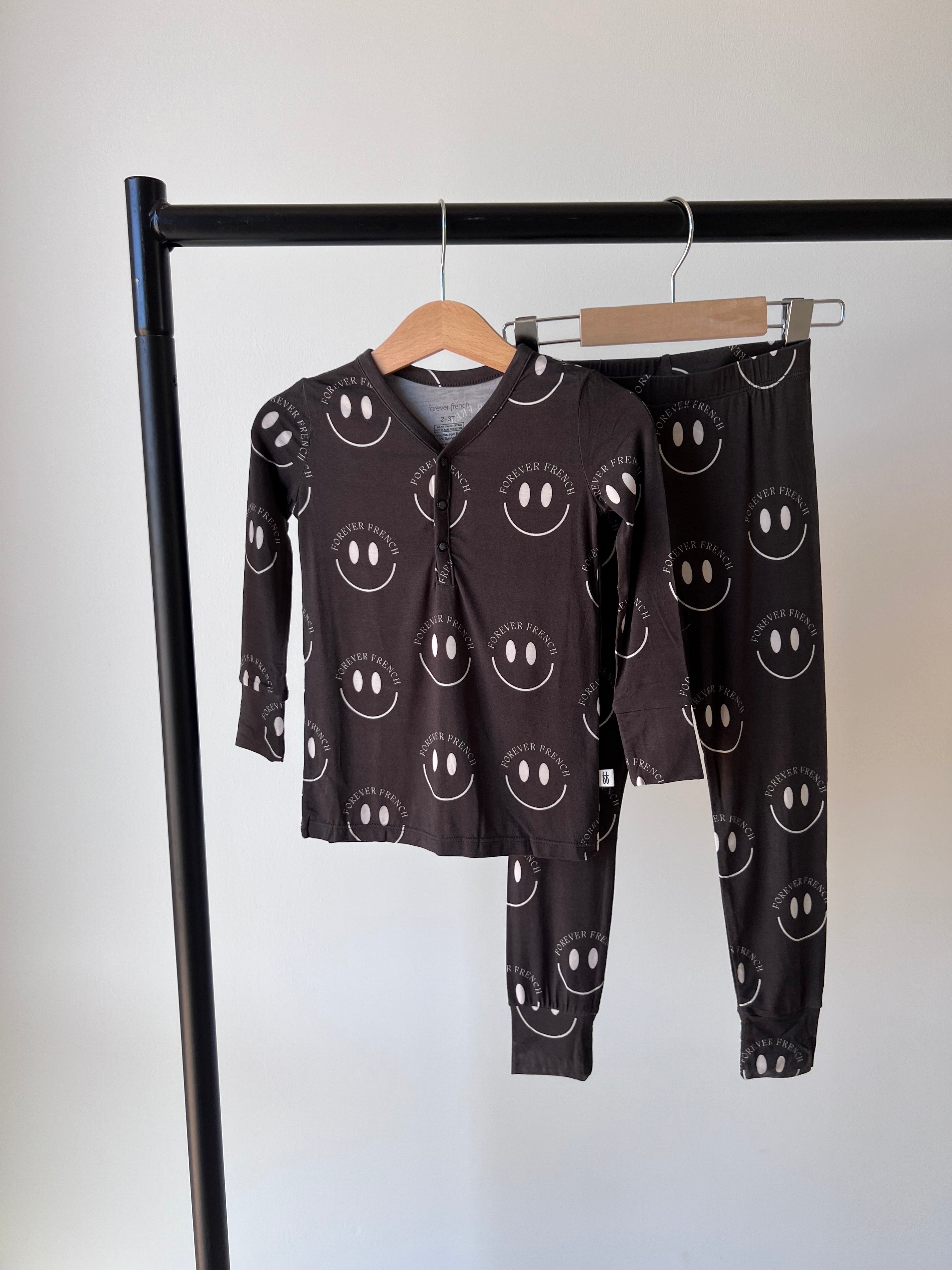 Charcoal & FF White Smile | Bamboo Two Piece Pajamas