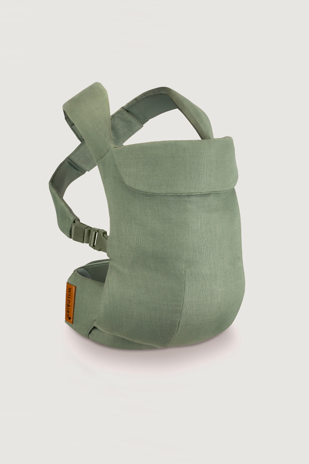 Acadian aerial carrier in dusky sage green with matching straps and buckles, featuring a comfortable mesh design.