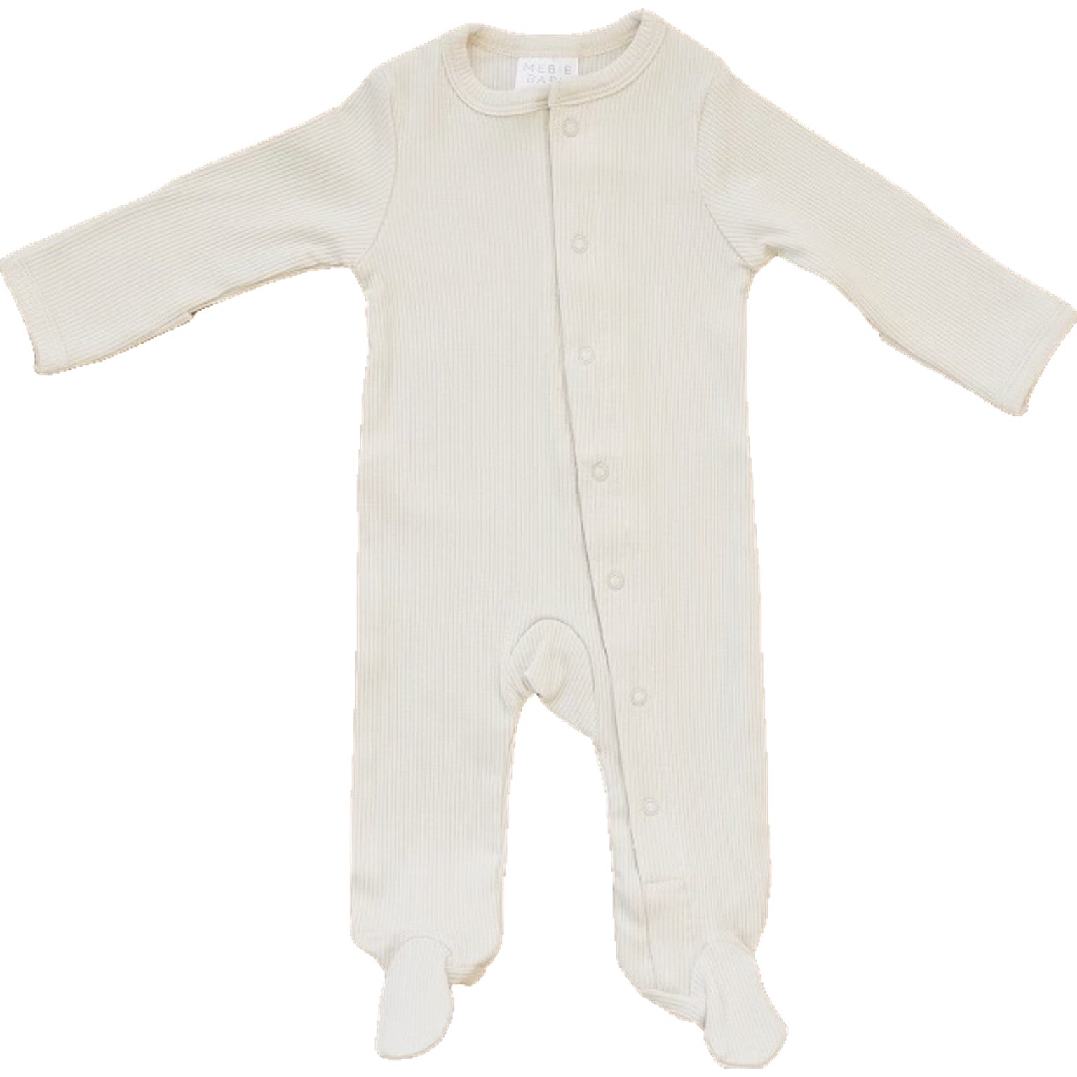 Vanilla organic cotton baby bodysuit with snap closure and ribbed texture for ultimate comfort.