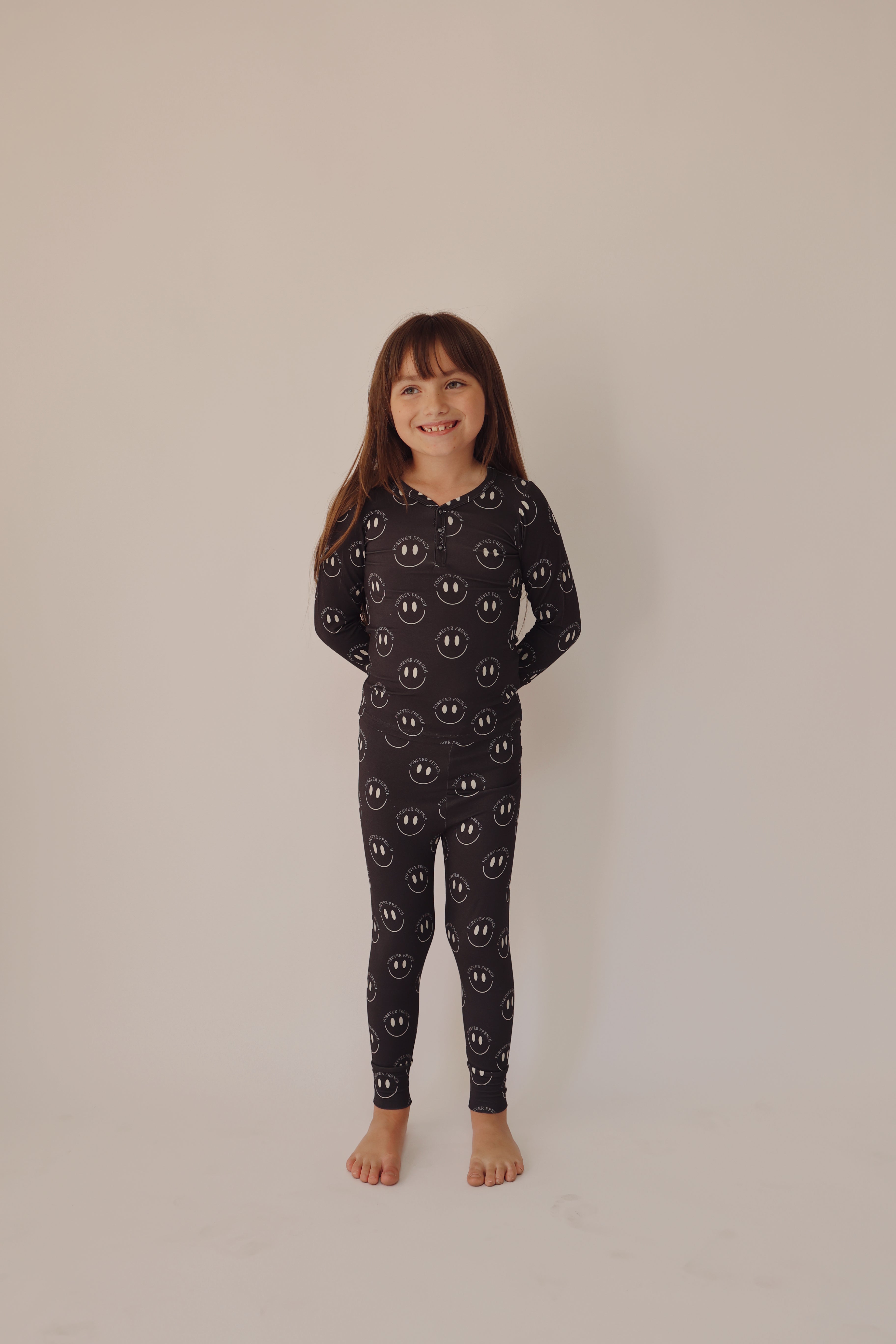 Charcoal & FF White Smile | Bamboo Two Piece Pajamas