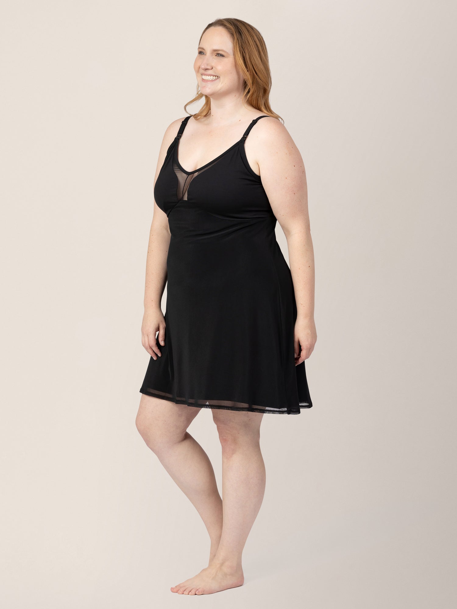 Aurora Mesh Nursing Nightgown | Black