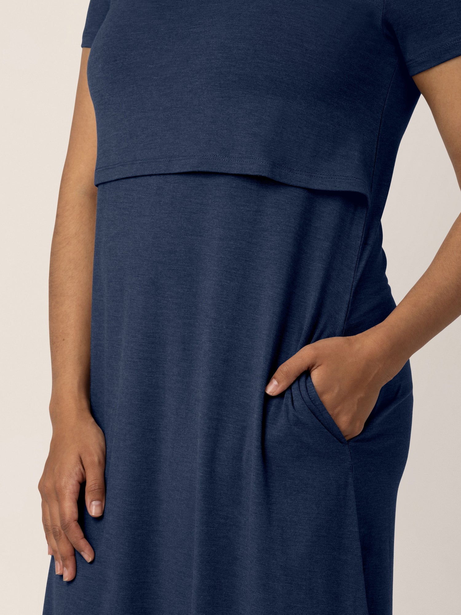 Eleanora Bamboo Maternity & Nursing Dress | Navy Heather