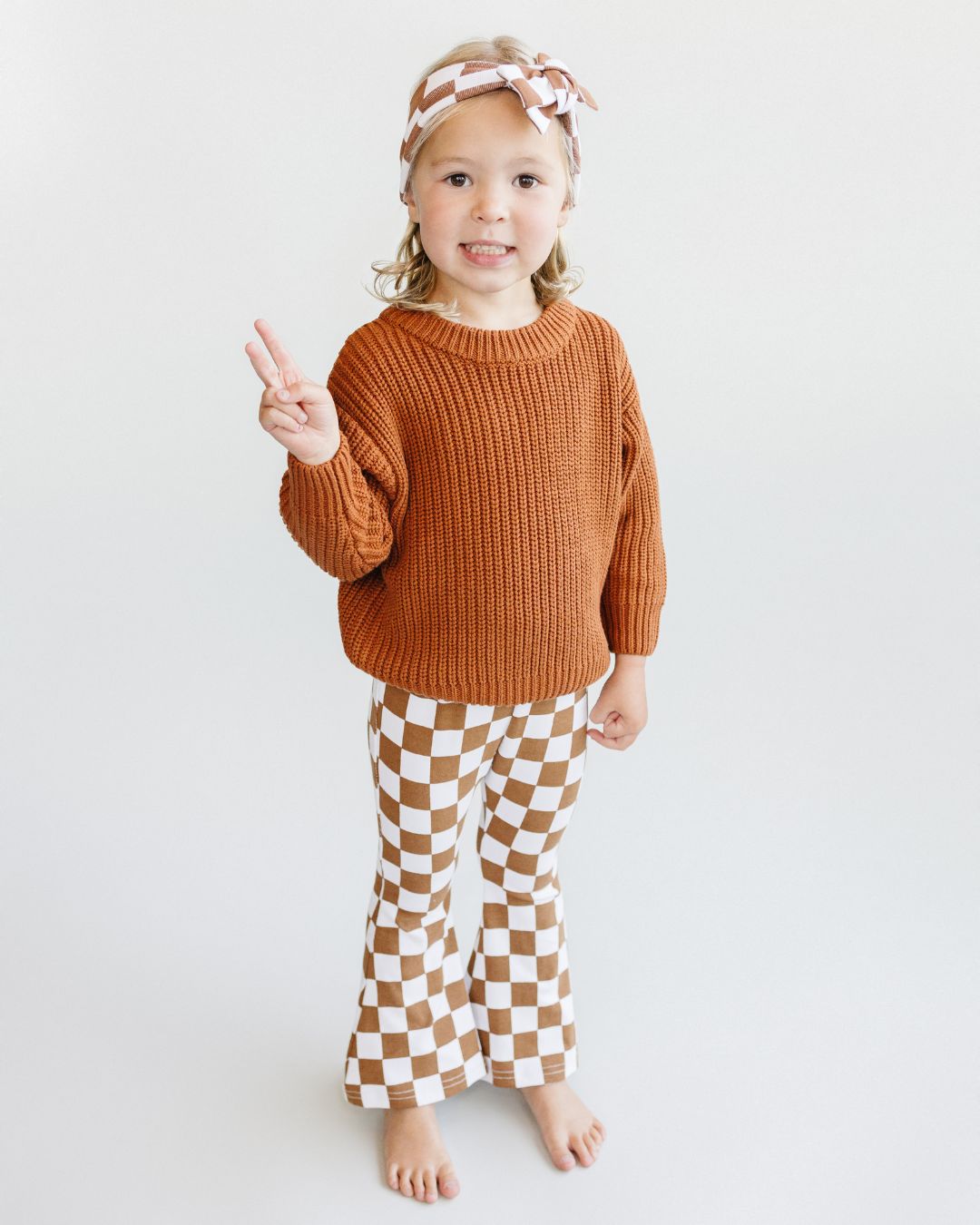 Checkered Flare Pants | Copper