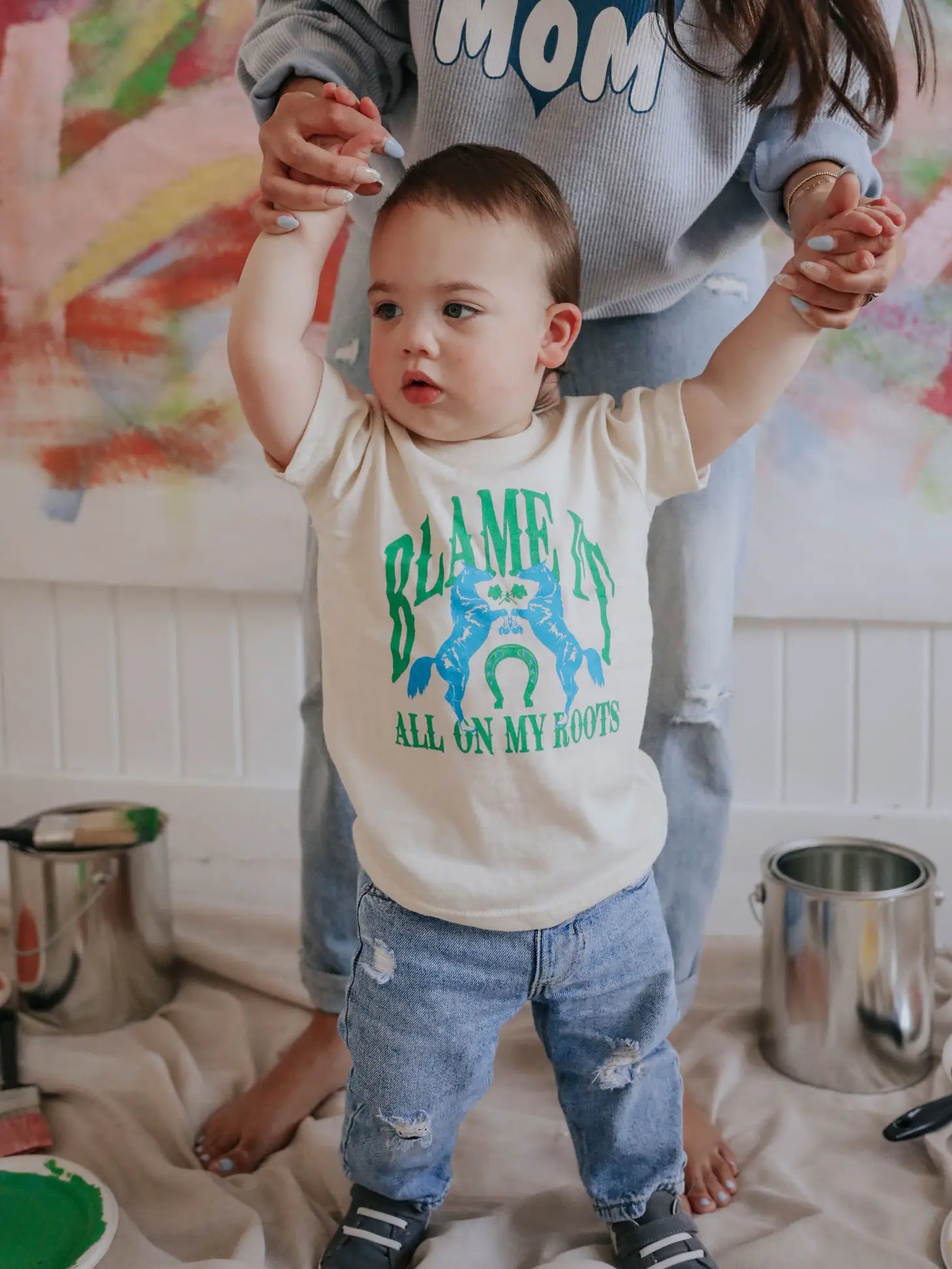 Blame It All On My Roots Green + Blue Toddler Tee