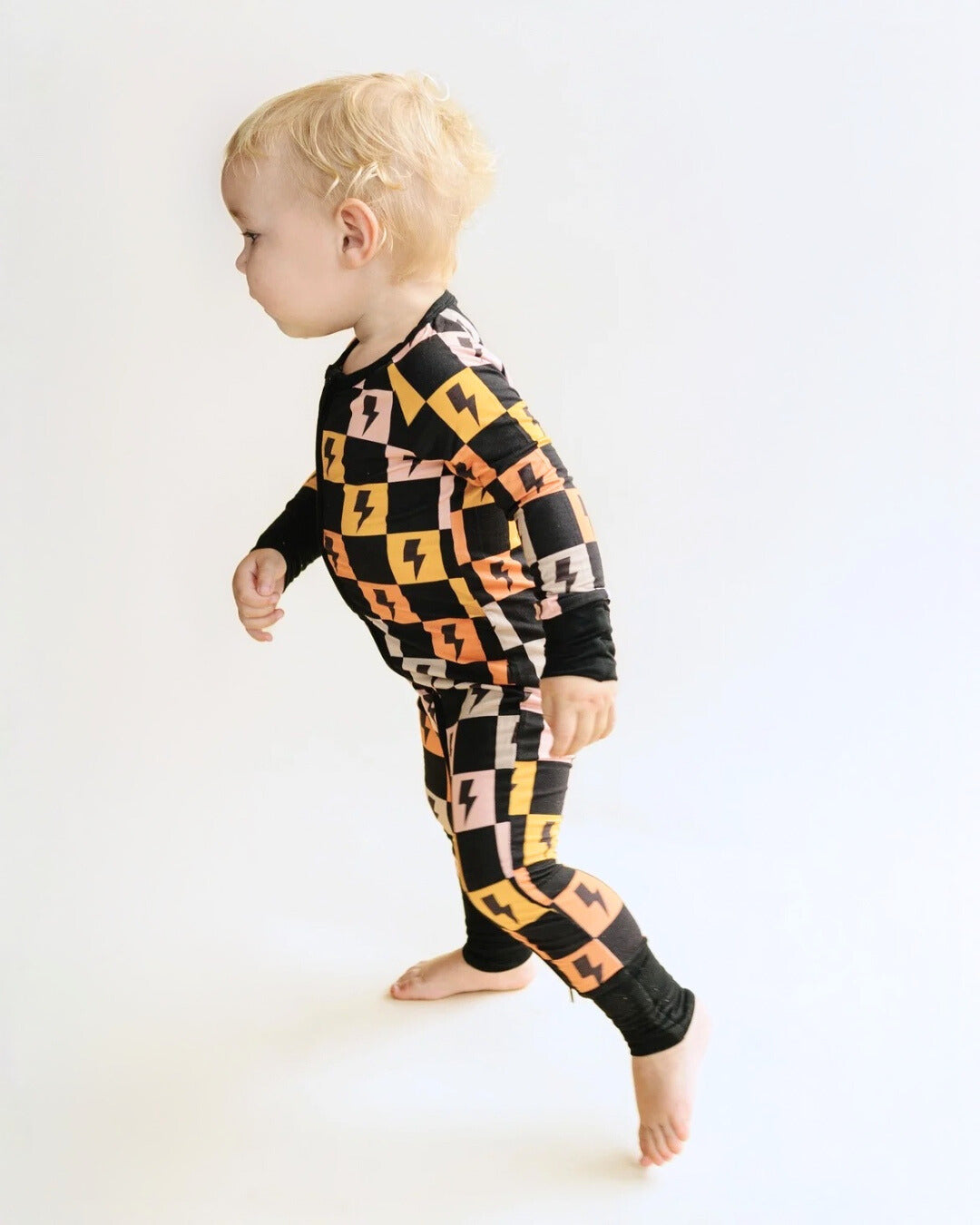 Bamboo Zip Romper | Colorful Checks & Bolts