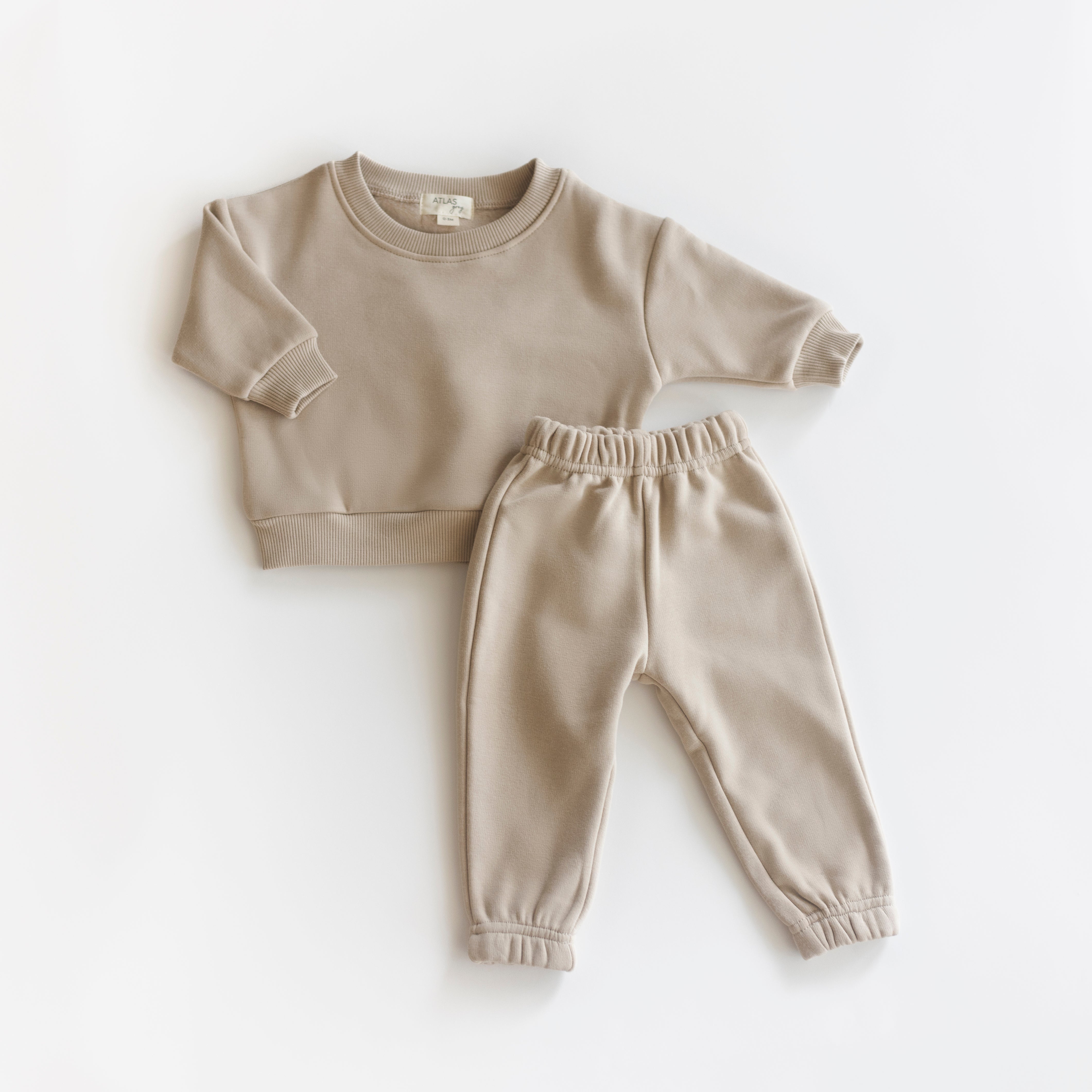 Fleece Sweat Set in neutral tones, showcasing ultra-soft lounge wear for all-day comfort.