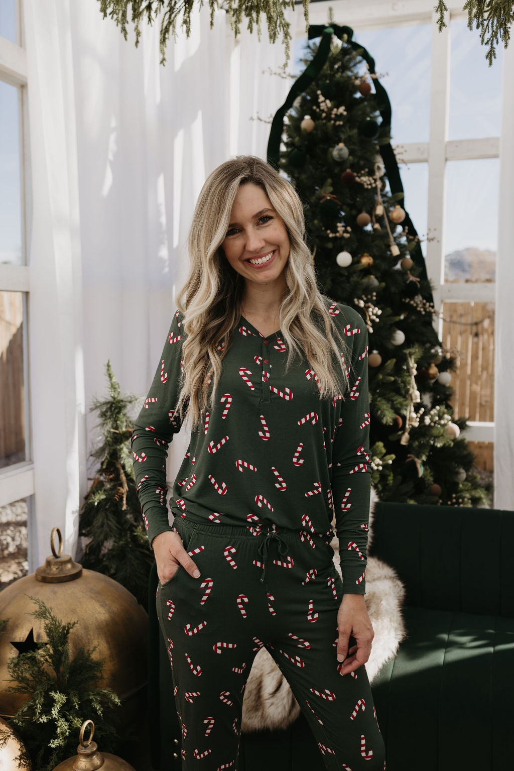 Women's Bamboo Pajamas | Candy Cane Lane