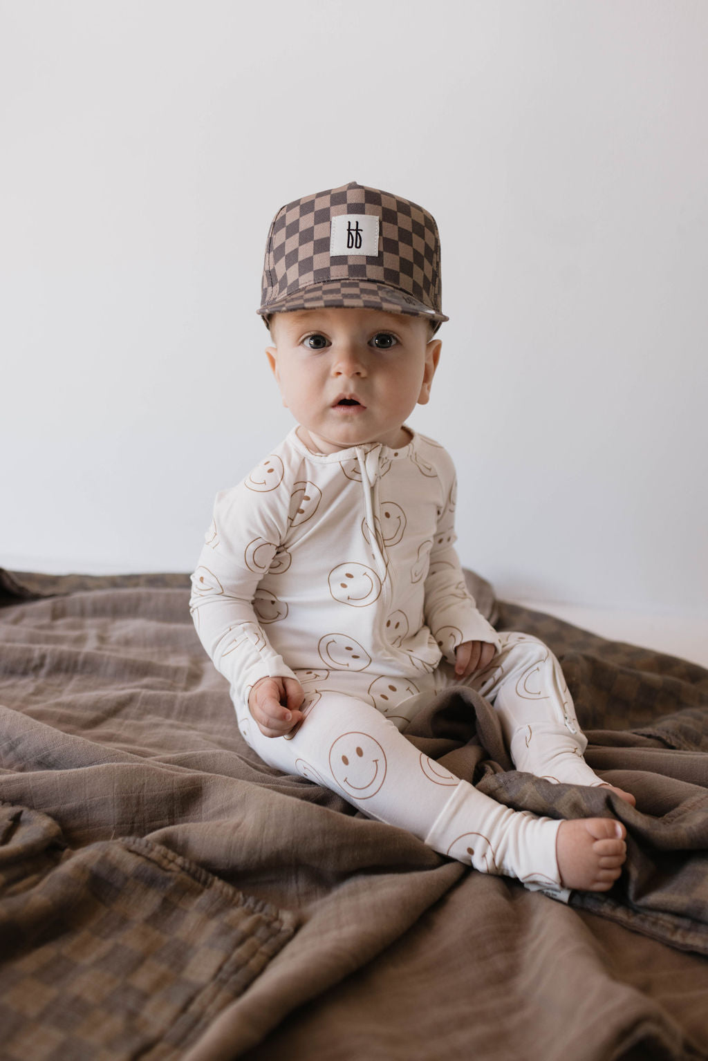 Children's Trucker Hat | Faded Brown Checker