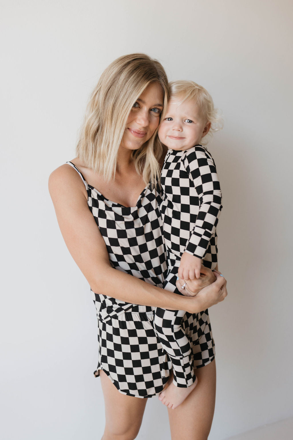 Women's Bamboo Cami Set | Black Checkerboard