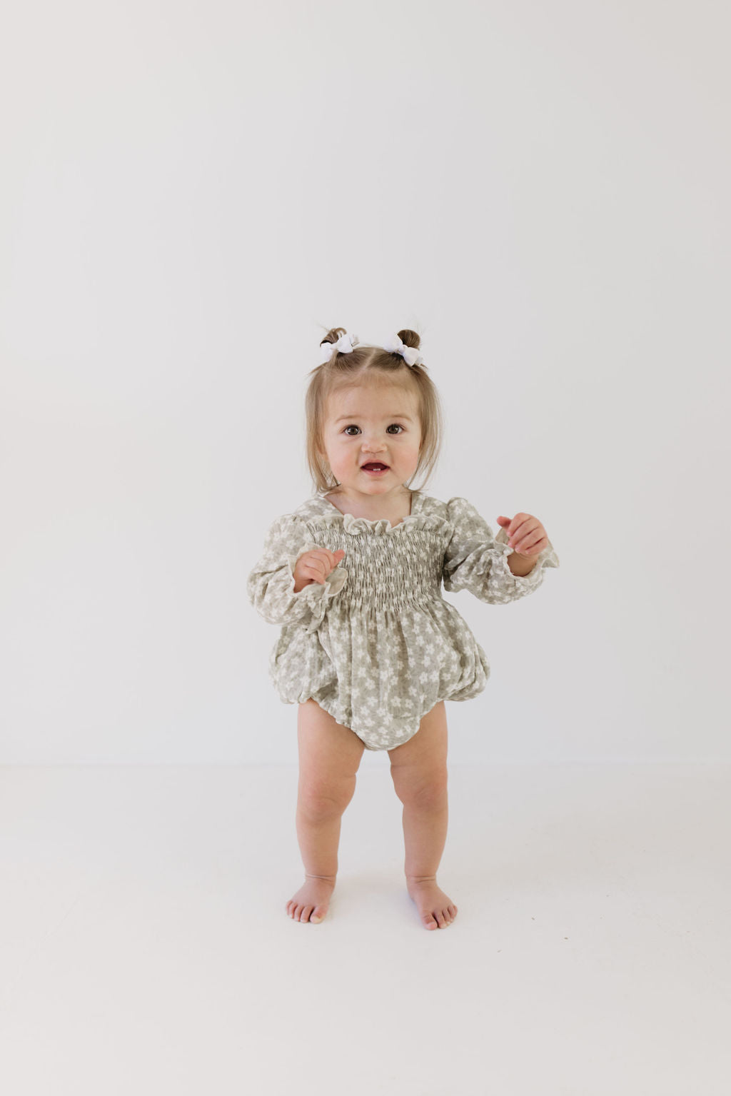 Ruffle Romper | French Gray Floral