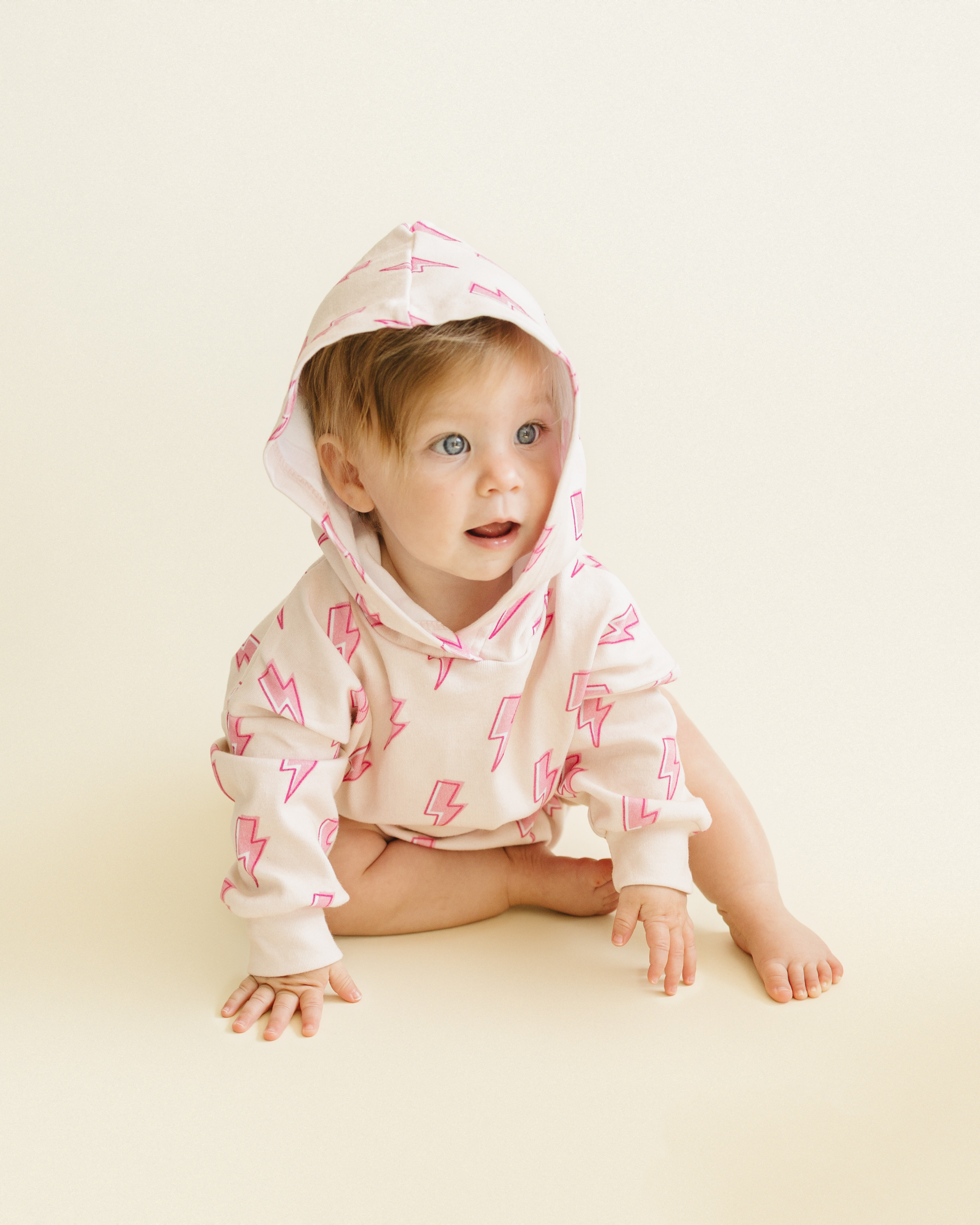 Hooded Bubble Romper | Pink Bolts