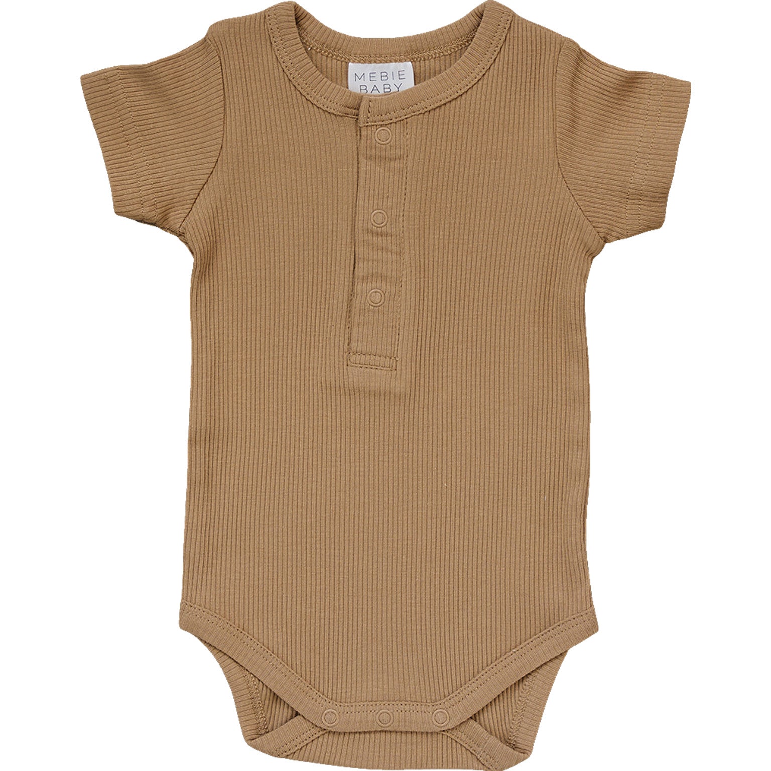 Cafe organic baby bodysuit made of GOTS-certified ribbed cotton in a cozy cafe shade, perfect for everyday wear.