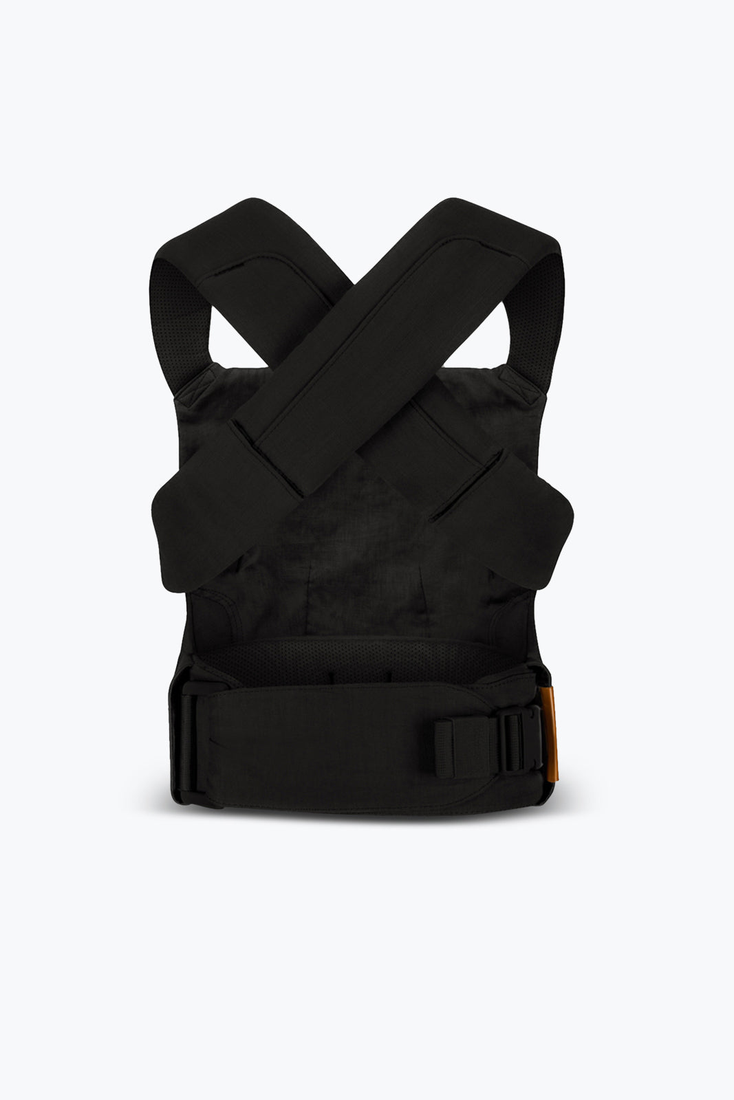 Raven Aerial Carrier in sleek black design, featuring adjustable buckles for caregivers.