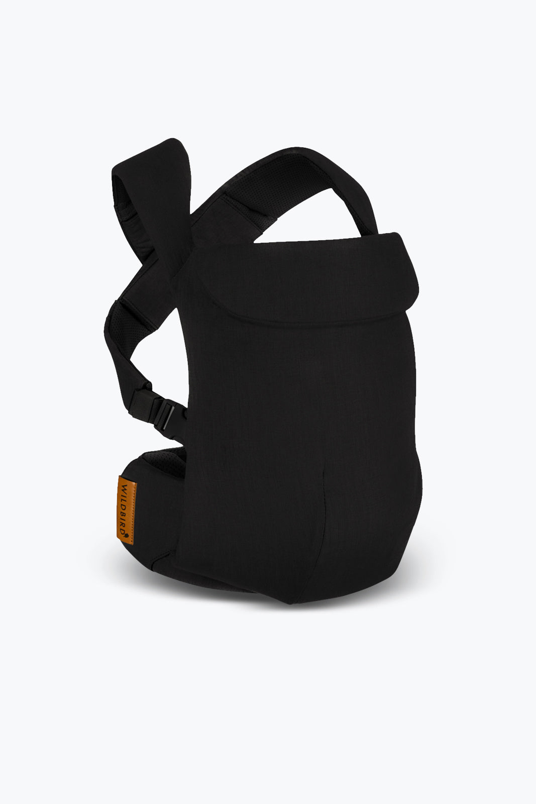 Black Raven Aerial Carrier with sleek design, featuring easy-to-use buckles for caregivers.