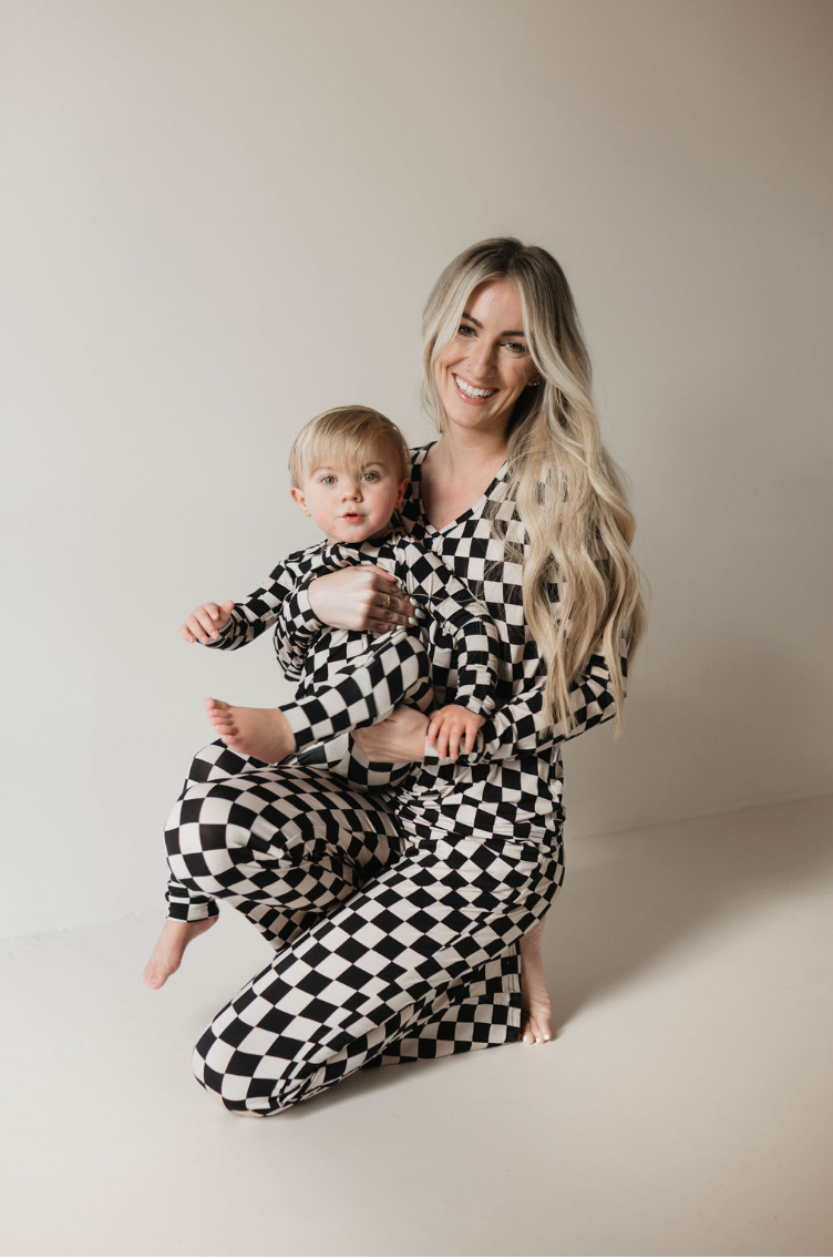 Women's Bamboo Pajamas | Black Checkerboard