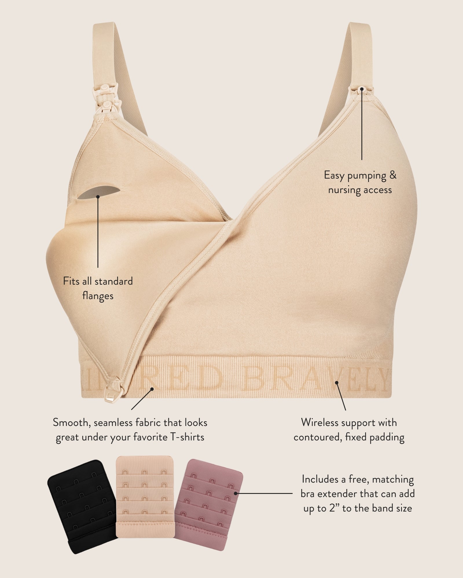 Signature Sublime® Contour Hands-Free Pumping & Nursing Bra | Black