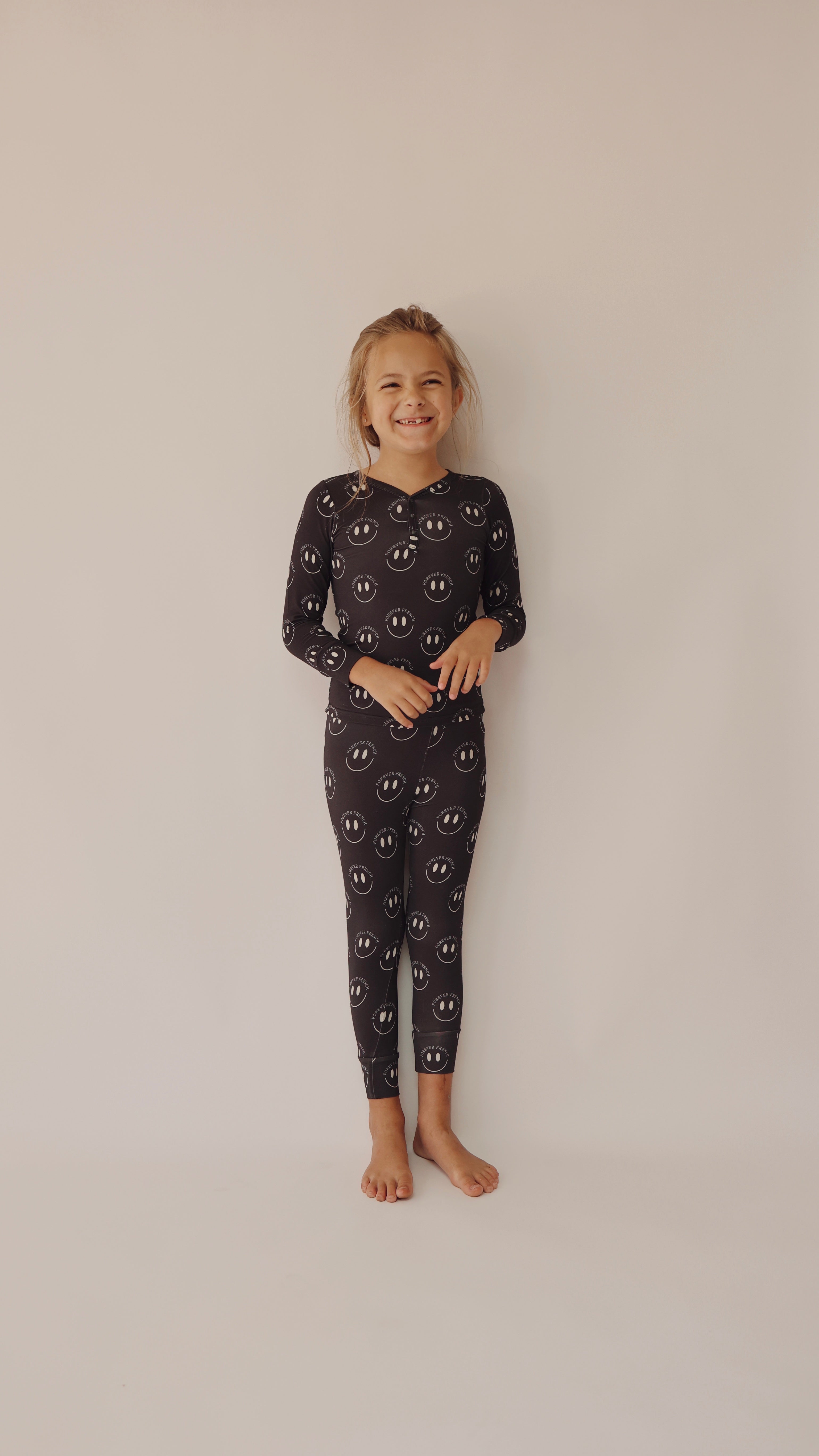 Charcoal & FF White Smile | Bamboo Two Piece Pajamas