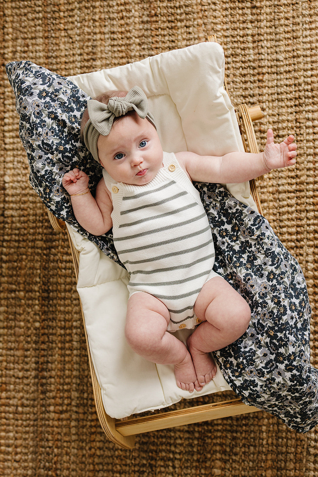 Sage Stripe Knit Bubble Romper