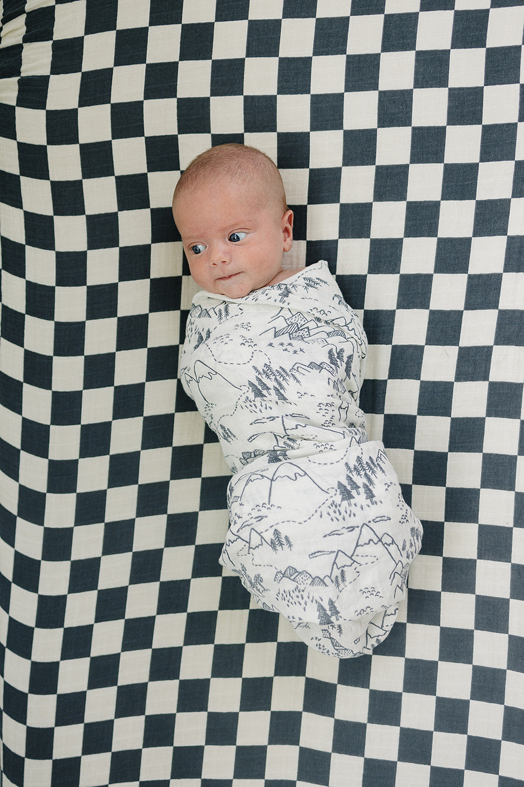 Charcoal Checkered Muslin Crib Sheet