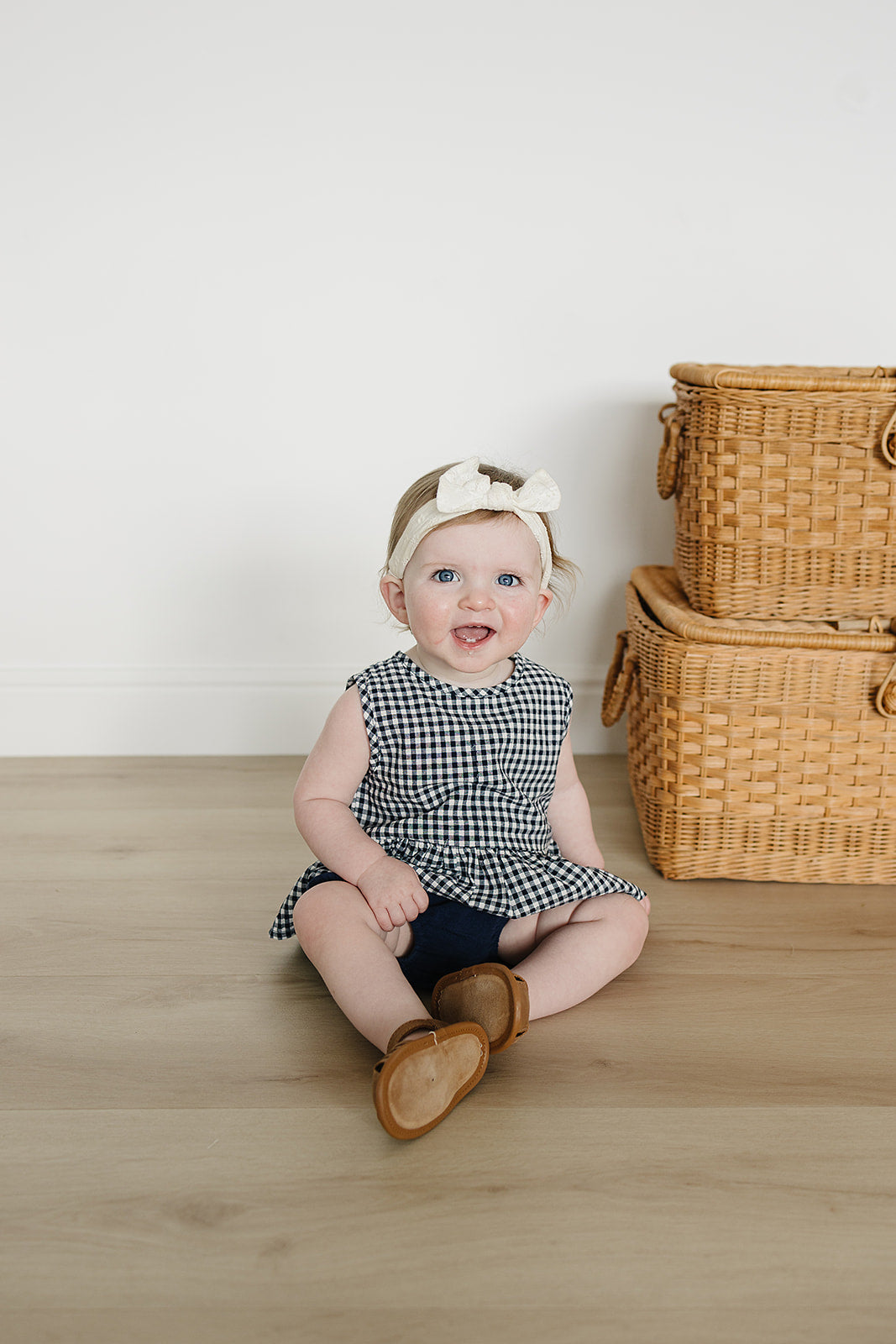 Navy Gingham Peplum Set