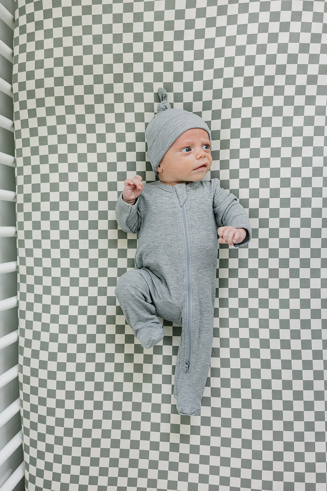 Heather Grey Ribbed Bamboo Newborn Knot Hat