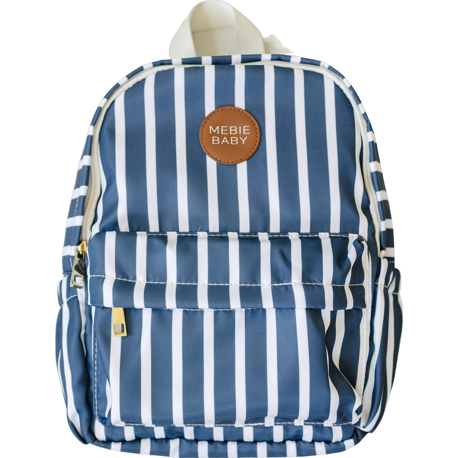Navy stripe mini backpack for kids, perfect size for toddlers with adjustable straps and stylish design.