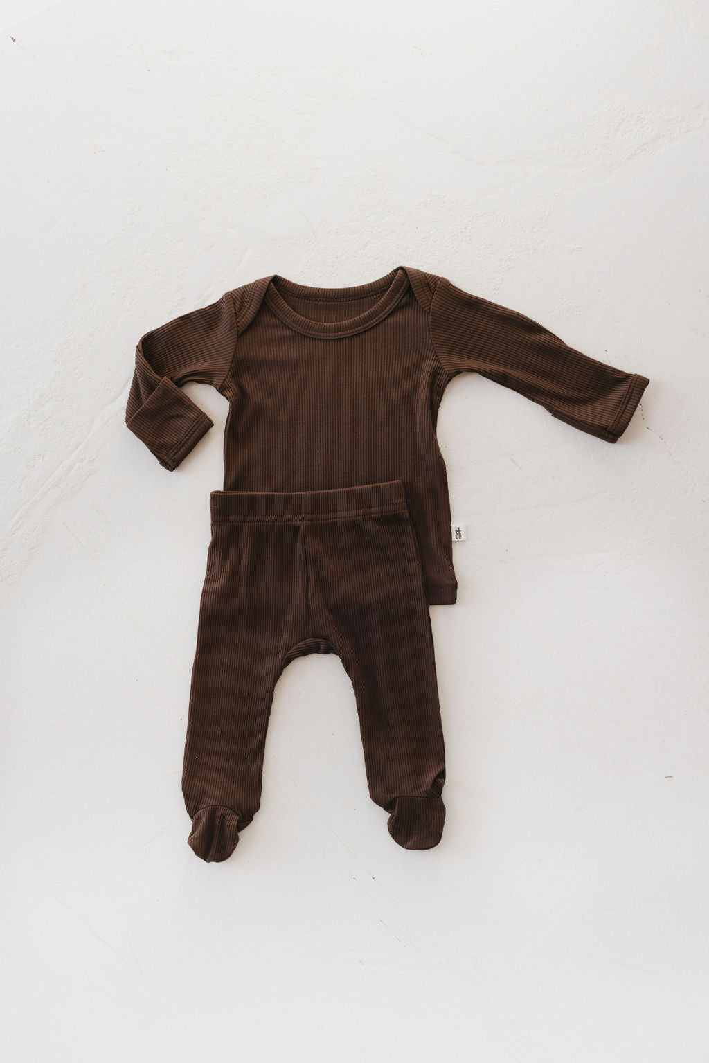 Coffee Bean Sleepy Time Set in brown bamboo baby pajamas for cozy and comfortable sleepwear.
