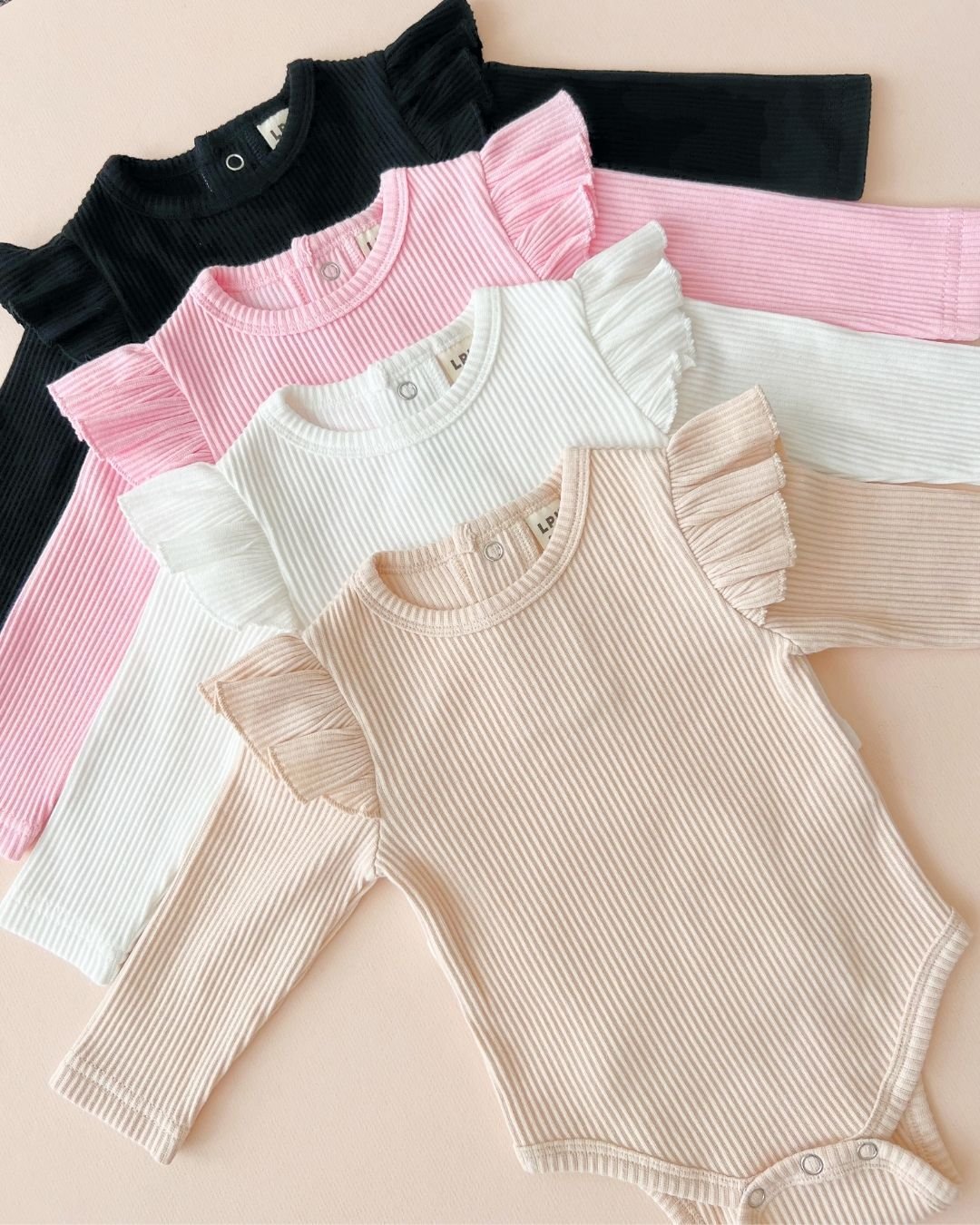 Flutter Sleeve Baby Bodysuit | Pink