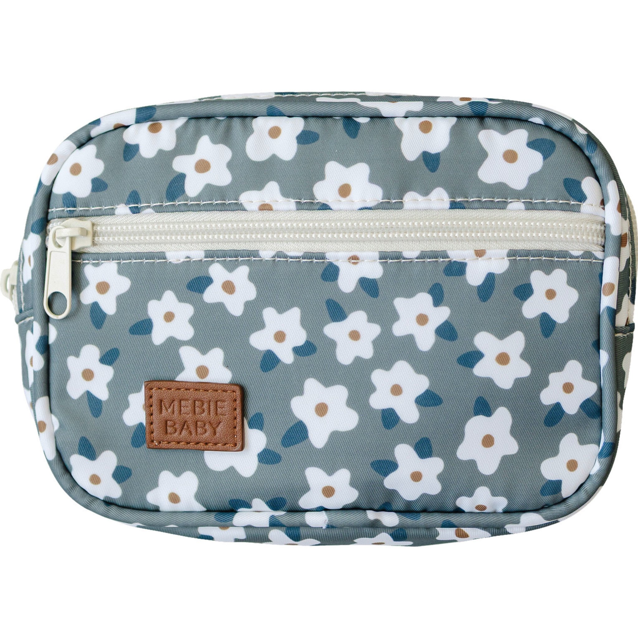 Green floral mini fanny pack with playful design, adjustable strap, and zipper for kids on the go.