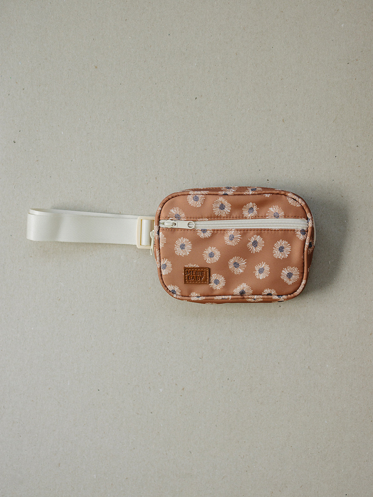 Terracotta sunflower mini fanny pack with adjustable strap and zippered closure for kids' treasures.